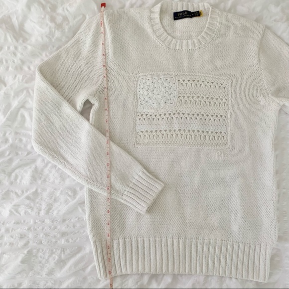 New Ralph Lauren American Flag White Sweater - Picture 9 of 13